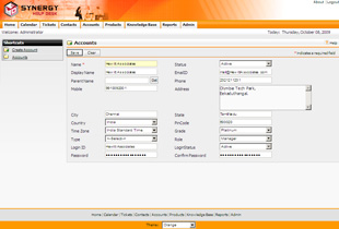 Managing Accounts and Contacts screen